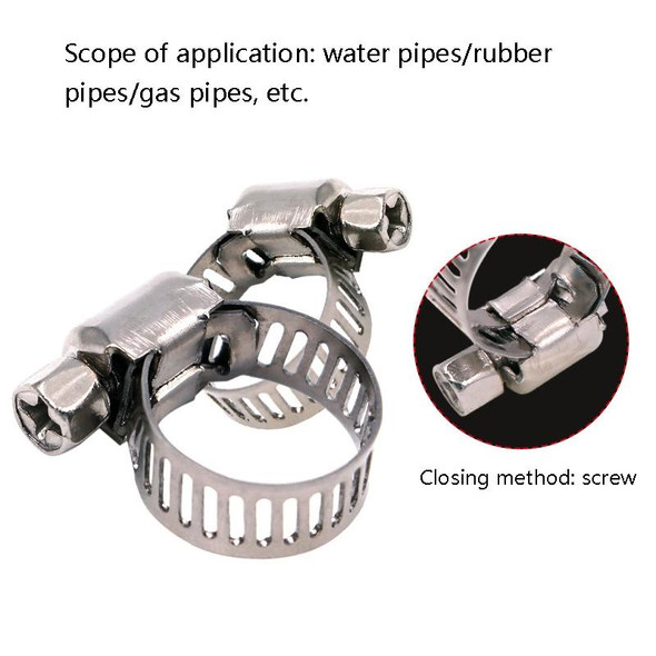 100 PCS Stainless Steel Water Pipe Hose Clamp(Silver)