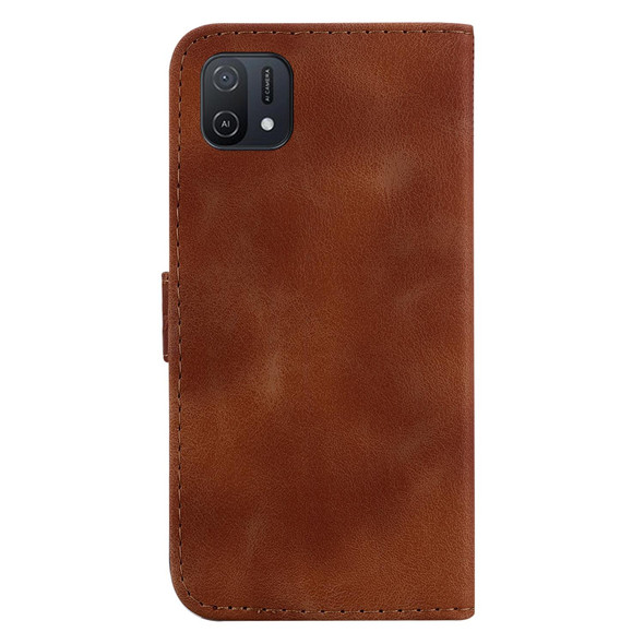 For OPPO A16K 7-shaped Embossed Leatherette Phone Case(Brown)
