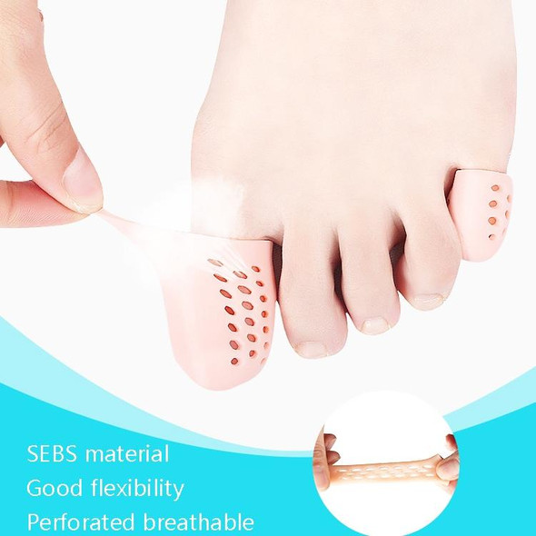 10 Pairs With Hole Toe Set High Heels Anti-Wear Anti-Pain Toe Protective Cover, Size: L(Bright Skin)