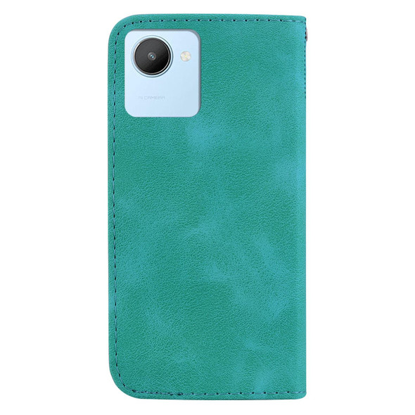 For Realme C30/Narzo 50i/Narzo 50i Prime/C30s 7-shaped Embossed Leatherette Phone Case(Green)