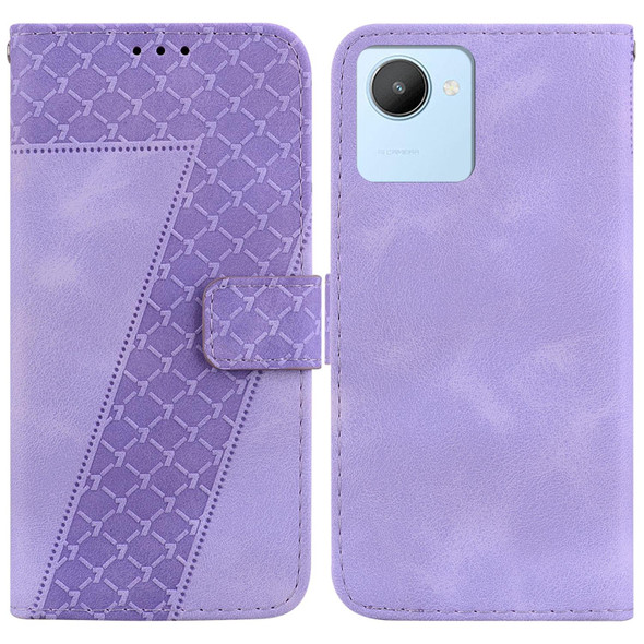 For Realme C30/Narzo 50i/Narzo 50i Prime/C30s 7-shaped Embossed Leatherette Phone Case(Purple)