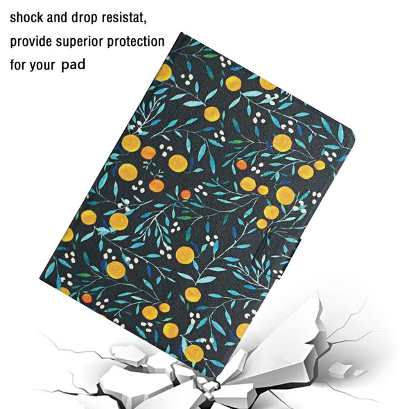 For Samsung Galaxy Tab S6 Lite  Flower Pattern Horizontal Flip Leatherette Case with Card Slots & Holder(Yellow Fruit)