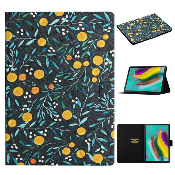 For Samsung Galaxy Tab S6 Lite  Flower Pattern Horizontal Flip Leatherette Case with Card Slots & Holder(Yellow Fruit)