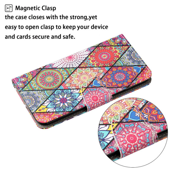 For iPhone 15 Pro 3D Colored Drawing Flip Leatherette Phone Case(Rhombus Totem)