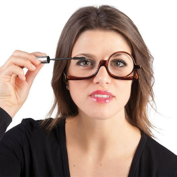 Makeup Presbyopic Glasses Monolithic Reading Glass Magnifying Glass, Degree: +200(Tea Color)