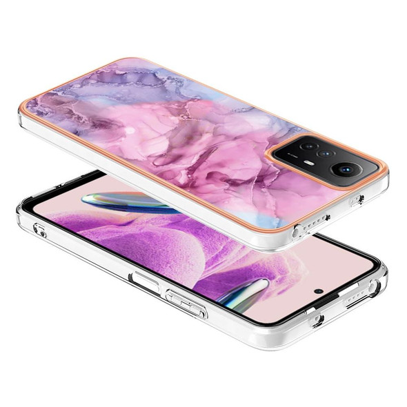 For Xiaomi Redmi Note 12S 4G Electroplating Marble Dual-side IMD Phone Case(Pink 013)