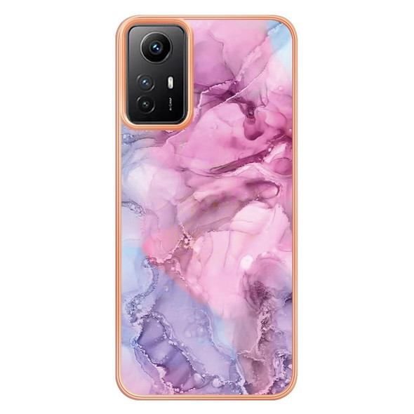 For Xiaomi Redmi Note 12S 4G Electroplating Marble Dual-side IMD Phone Case(Pink 013)