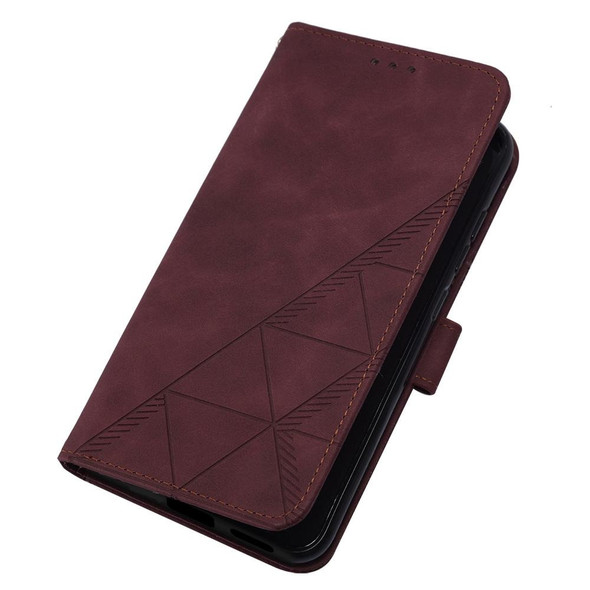 For Samsung Galaxy S23 FE 5G Crossbody 3D Embossed Flip Leatherette Phone Case(Wine Red)