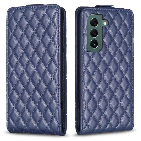 For Samsung Galaxy S21 5G Diamond Lattice Vertical Flip Leatherette Phone Case(Blue)