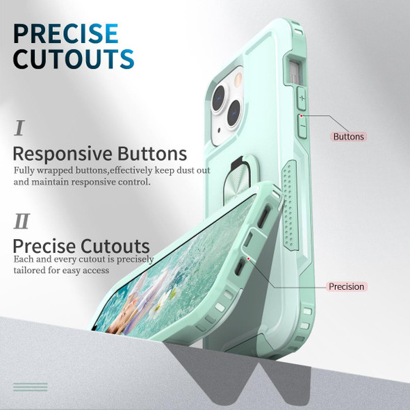 3 in 1 PC + TPU Phone Case with Ring Holder - iPhone 12 mini(Mint Green)