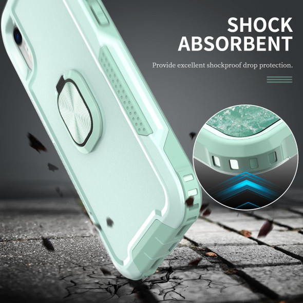 3 in 1 PC + TPU Phone Case with Ring Holder - iPhone XR(Mint Green)