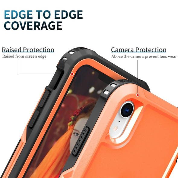 3 in 1 PC + TPU Phone Case with Ring Holder - iPhone XR(Orange)