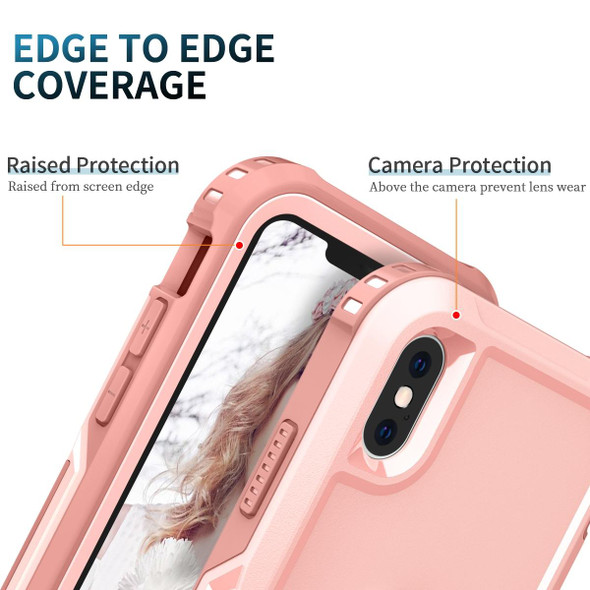 3 in 1 PC + TPU Phone Case with Ring Holder - iPhone X & XS(Pink)