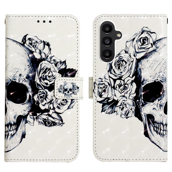 For Samsung Galaxy A25 5G / A24 3D Painting Horizontal Flip Leatherette Phone Case(Skull)