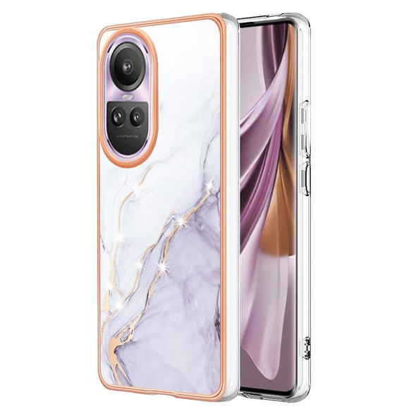 For OPPO Reno10 Pro 5G Global Electroplating Marble Dual-side IMD Phone Case(White 006)