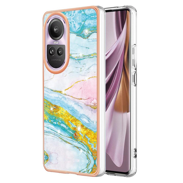 For OPPO Reno10 Pro 5G Global Electroplating Marble Dual-side IMD Phone Case(Green 004)