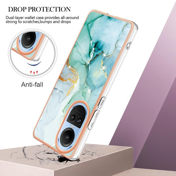 For OPPO Reno10 5G Global Electroplating Marble Dual-side IMD Phone Case(Green 003)