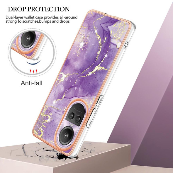 For OPPO Reno10 Pro 5G Global Electroplating Marble Dual-side IMD Phone Case(Purple 002)