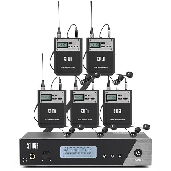 XTUGA  IEM1100 Professional Wireless In Ear Monitor System 5 BodyPacks(AU Plug)