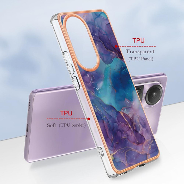 For OPPO Reno10 Pro 5G Global Electroplating Marble Dual-side IMD Phone Case(Purple 016)