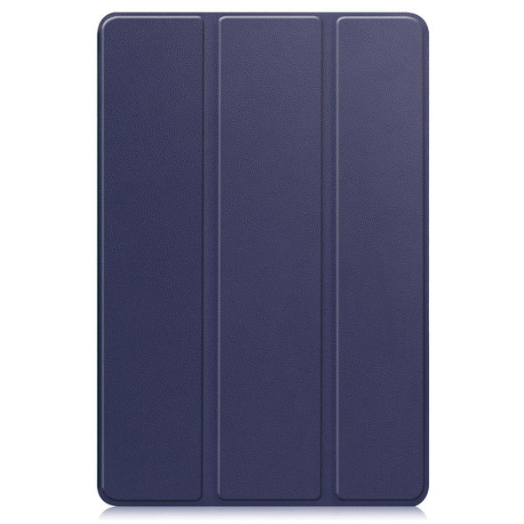 For Teclast M40 Pro 2023 Custer Pure Color 3-Fold Holder Leatherette Tablet Case(Dark Blue)