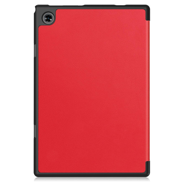 For Teclast M40 Pro 2023 Custer Pure Color 3-Fold Holder Leatherette Tablet Case(Red)