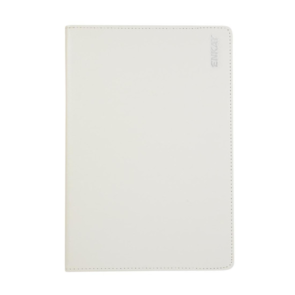 ENKAY 360 Degree Rotation Lichi Texture Leatherette Case with Holder for Samsung Galaxy Tab S6 10.5 T860 / T865(White)