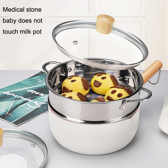 20cm With Cover Boil Instant Noodles Non-Stick Pan Baby Food Supplement Pan Maifan Stone Small Milk Pot(Black)