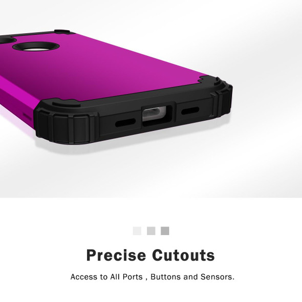 Google Pixel 3a XL 3 in 1 Shockproof PC + Silicone Protective Case(Dark Purple + Black)