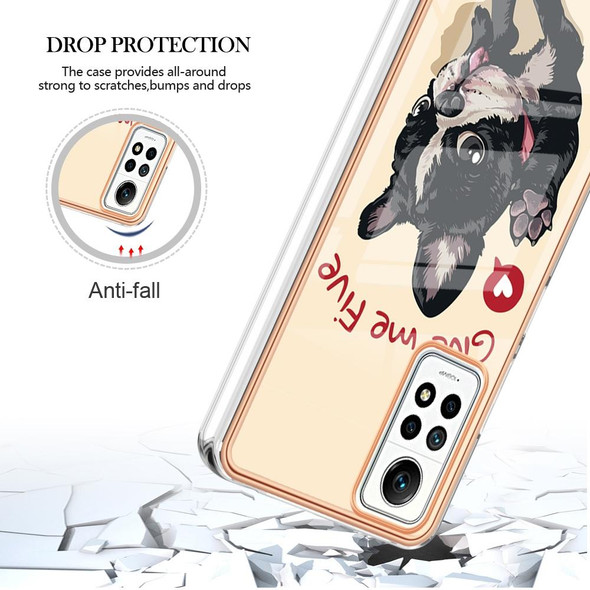 For Xiaomi Redmi Note 12 Pro 4G Global Electroplating Marble Dual-side IMD Phone Case(Lucky Dog)