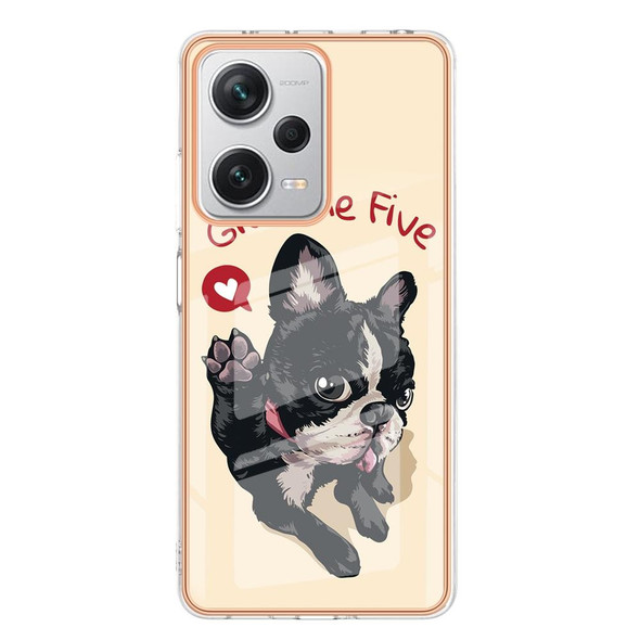 For Xiaomi Redmi Note 12 Pro+ Global Electroplating Marble Dual-side IMD Phone Case(Lucky Dog)