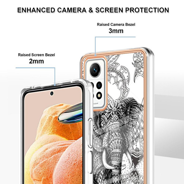 For Xiaomi Redmi Note 12 Pro 4G Global Electroplating Marble Dual-side IMD Phone Case(Totem Elephant)