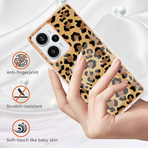 For Xiaomi Poco F5 / Redmi Note 12 Turbo Electroplating Marble Dual-side IMD Phone Case(Leopard Print)