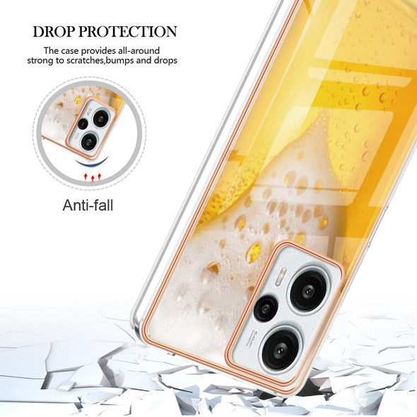 For Xiaomi Poco F5 / Redmi Note 12 Turbo Electroplating Marble Dual-side IMD Phone Case(Draft Beer)