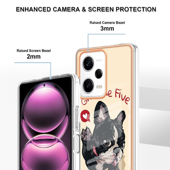 For Xiaomi Redmi Note 12 Pro 5G Global Electroplating Marble Dual-side IMD Phone Case(Lucky Dog)