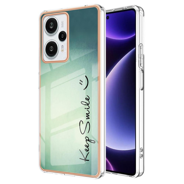 For Xiaomi Poco F5 / Redmi Note 12 Turbo Electroplating Marble Dual-side IMD Phone Case(Smile)