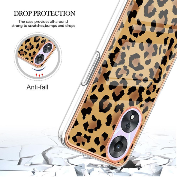 For OPPO A78 / A58 Electroplating Marble Dual-side IMD Phone Case(Leopard Print)