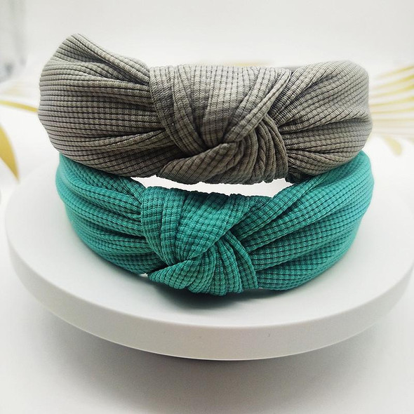 5cm Wide-brimmed Pressed Hair Solid Color Headband(Peacock Green)