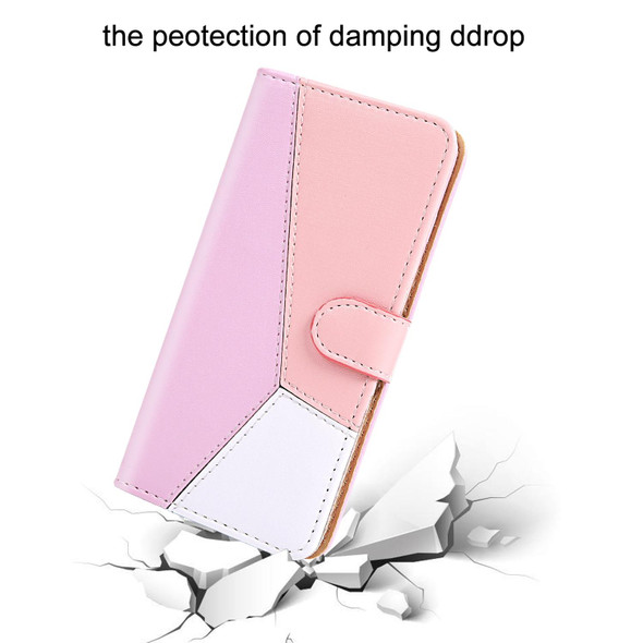 For Xiaomi 13 Tricolor Stitching Horizontal Flip Leather Phone Case(Pink)