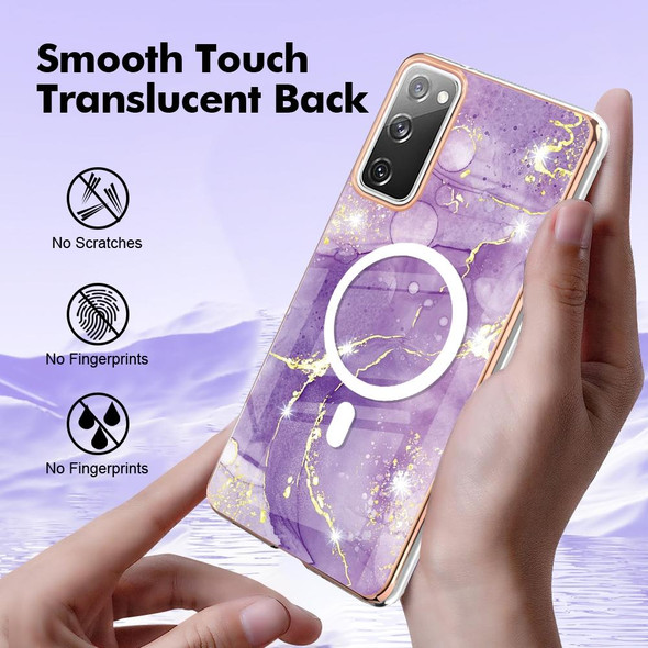 For Samsung Galaxy S20 FE 5G&4G / S20 Lite / S20 Fan Edition Marble Pattern Dual-side IMD Magsafe TPU Phone Case(Purple 002)