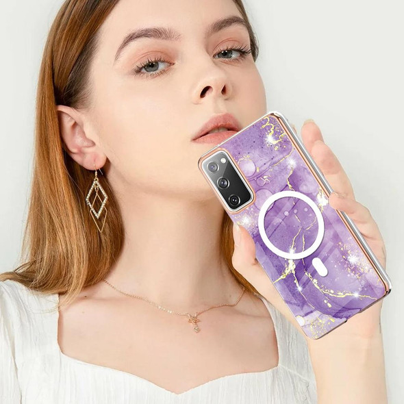 For Samsung Galaxy S20 FE 5G&4G / S20 Lite / S20 Fan Edition Marble Pattern Dual-side IMD Magsafe TPU Phone Case(Purple 002)