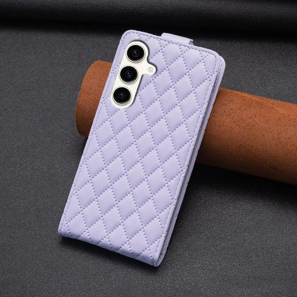 For Samsung Galaxy S23 FE 5G Diamond Lattice Vertical Flip Leatherette Phone Case(Purple)