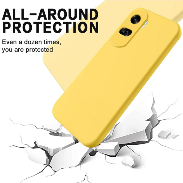 For Honor 90 Lite / X50i Pure Color Liquid Silicone Shockproof Phone Case(Yellow)