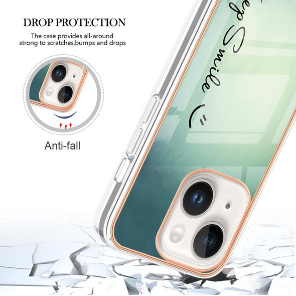 For iPhone 15 Electroplating Marble Dual-side IMD Phone Case(Smile)