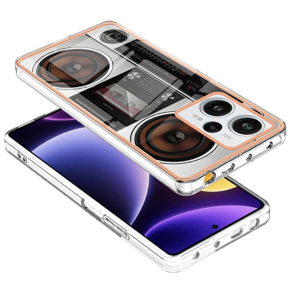 For Xiaomi Poco F5 / Redmi Note 12 Turbo Electroplating Marble Dual-side IMD Phone Case(Retro Radio)