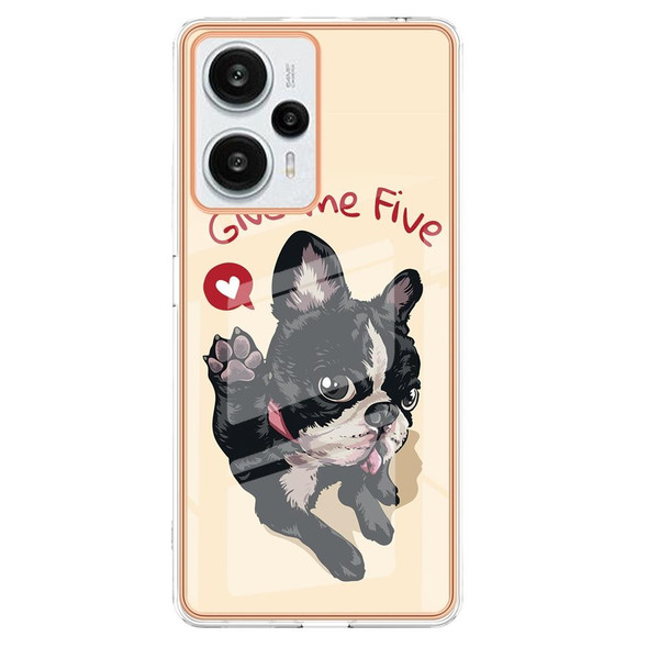 For Xiaomi Poco F5 / Redmi Note 12 Turbo Electroplating Marble Dual-side IMD Phone Case(Lucky Dog)