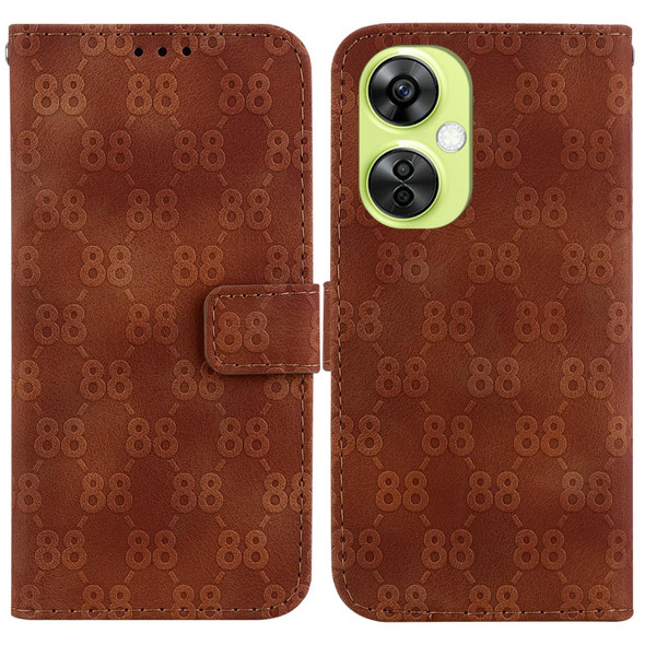 For OnePlus 11 Double 8-shaped Embossed Leatherette Phone Case(Brown)
