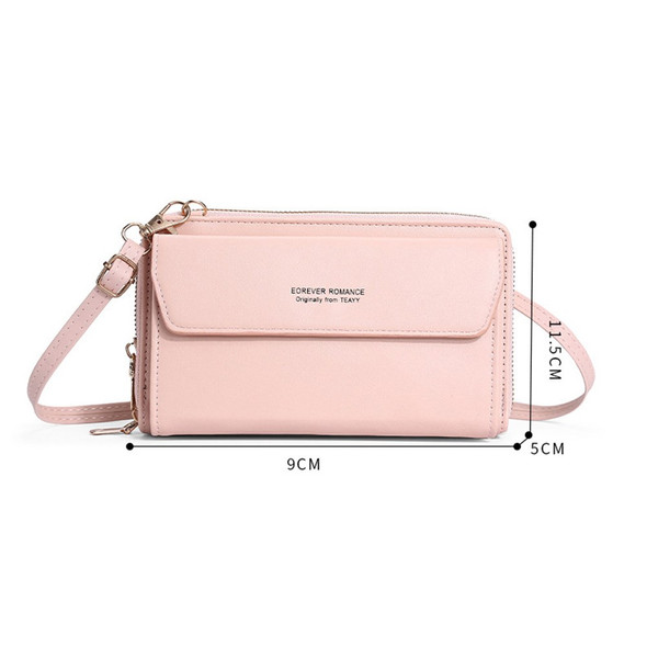 TEAYY 2SJBB-101 Large Crossbody Bag for Women, Zipper Pocket Shoulder Bag Girl's Handbag Long Strap Purse Clutch Wallet - Pink