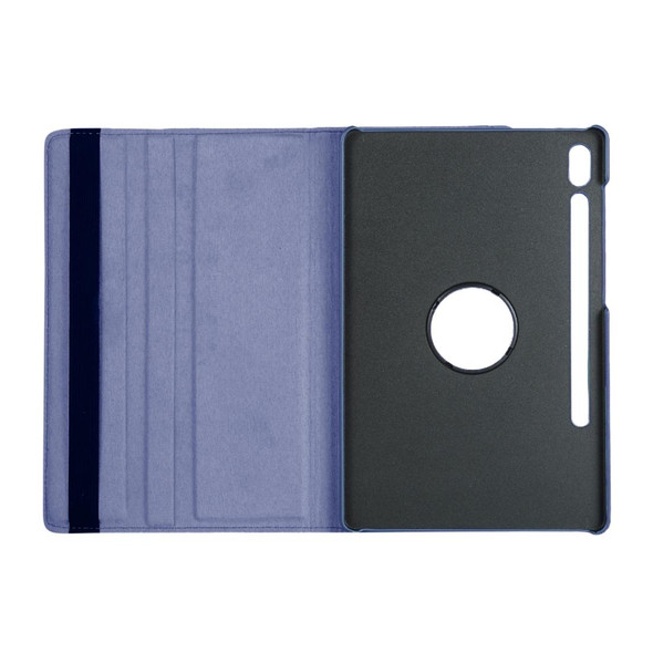 ENKAY 360 Degree Rotation Lichi Texture Leatherette Case with Holder for Samsung Galaxy Tab S6 10.5 T860 / T865(Dark Blue)