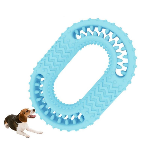 2 PCS Dog Circle Clean Teeth Fun Interactive Training Biting Toys(Light Blue)